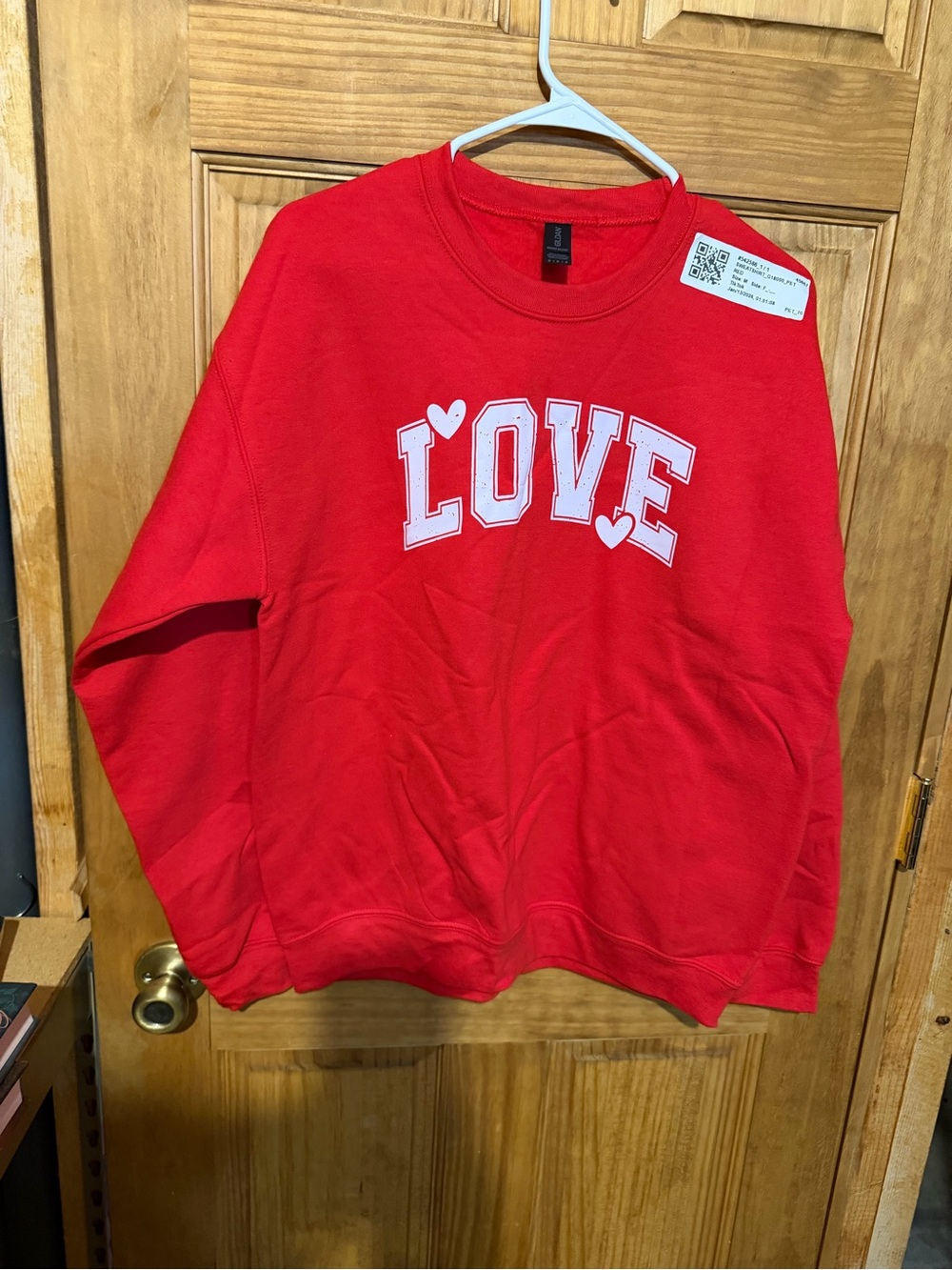 Gildan Red Graphic Crewneck Sweatshirt with White Lettering
